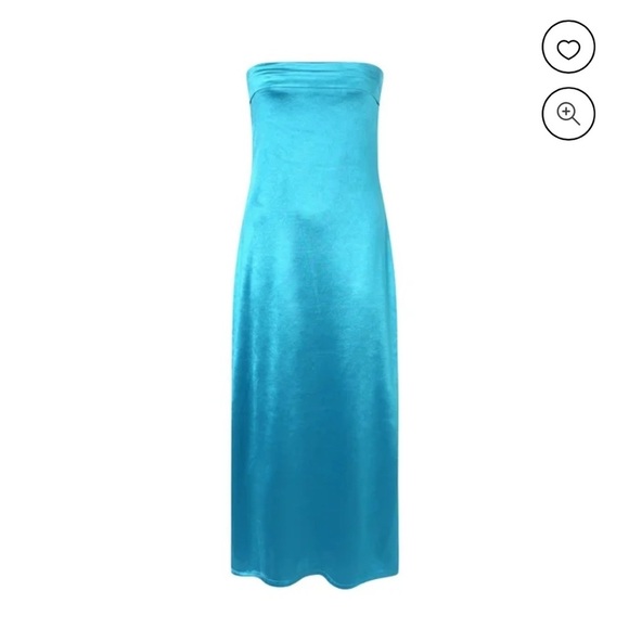 DELI S Satin Strapless Dress Backless Bodycon Party Maxi Dresses Blue.size 4 - Picture 3 of 6